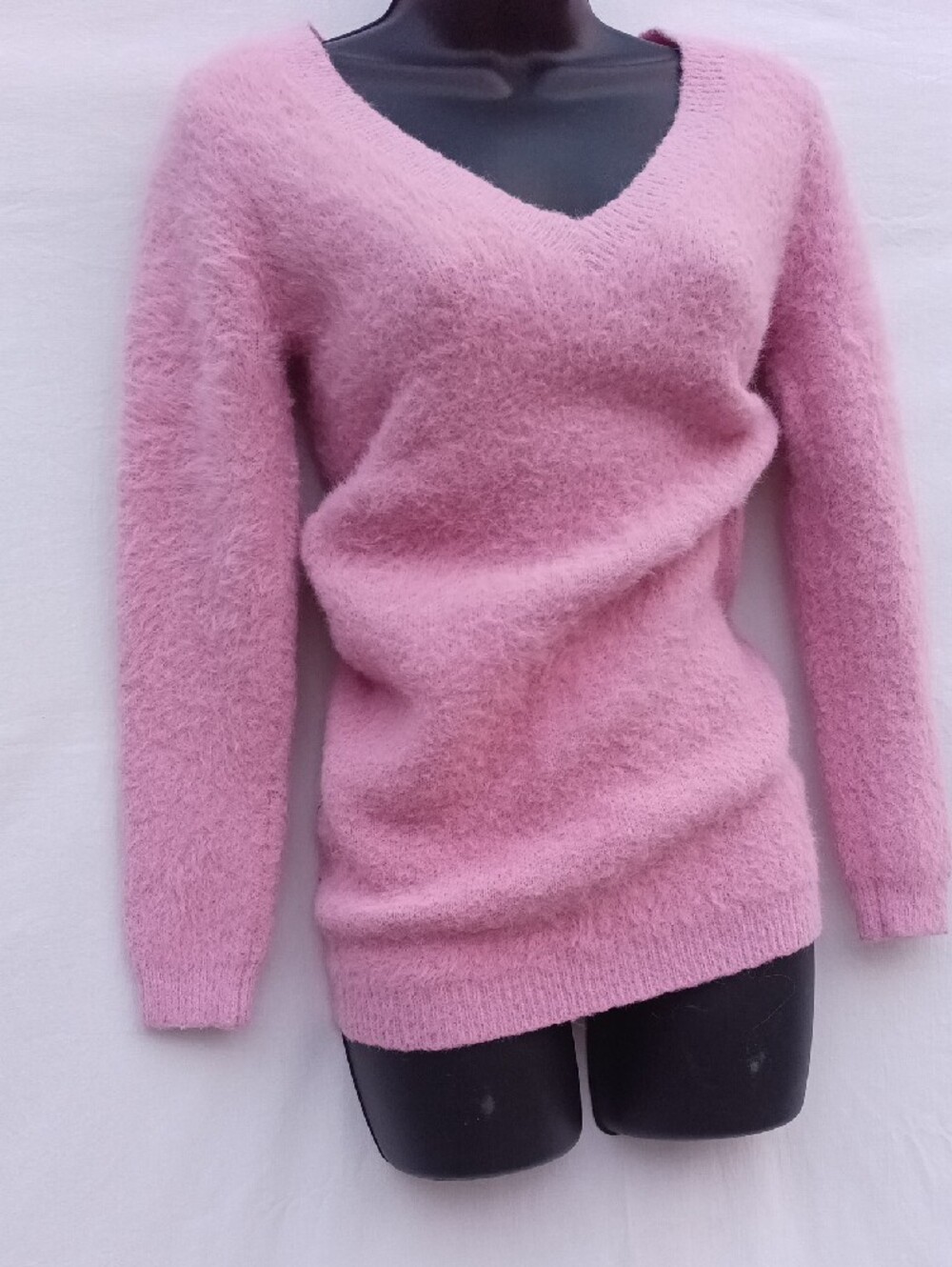 Naked Wardrobe Pink Fuzzy V-Neck Long Sleeve Dress - Picture 3 of 8
